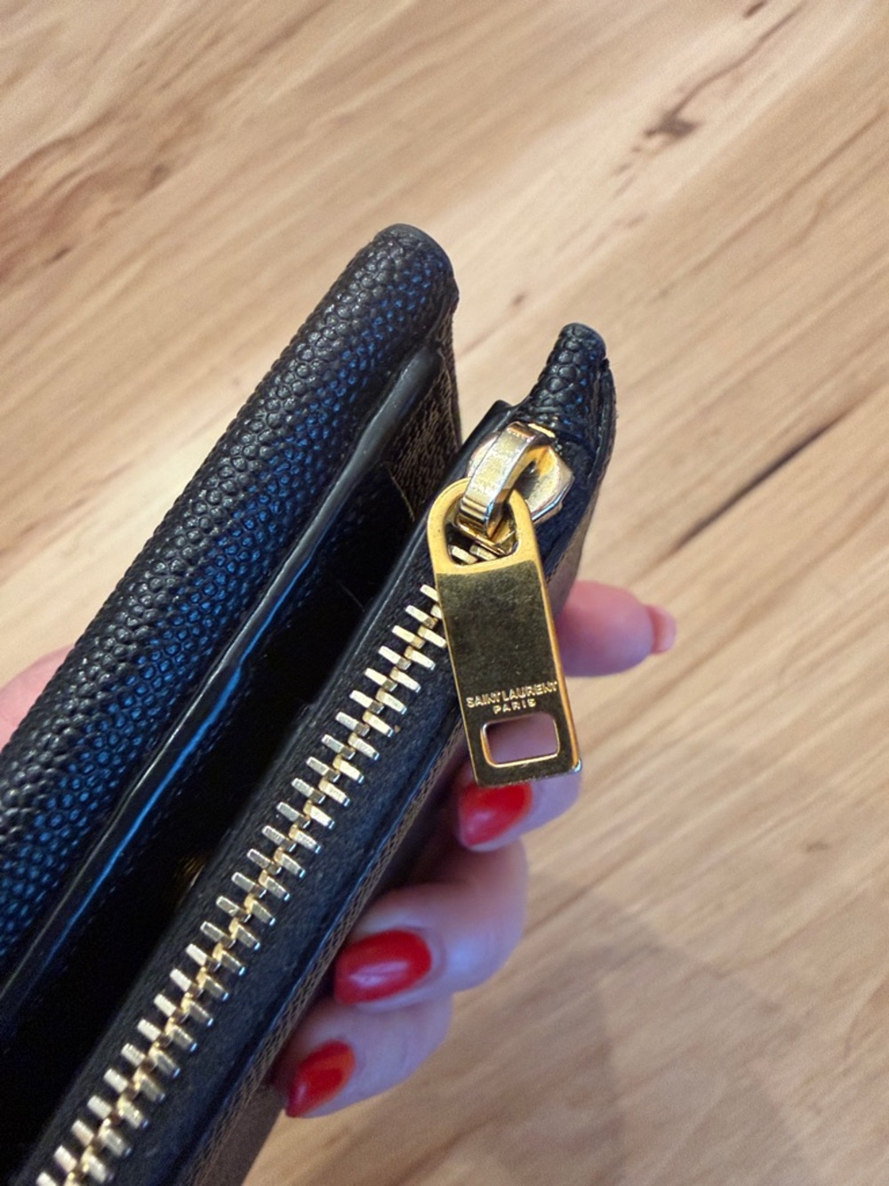 Saint Laurent UpTown Compact Wallet Black Grain Leather w/ Gold Hardware $630 - Picture 15 of 16